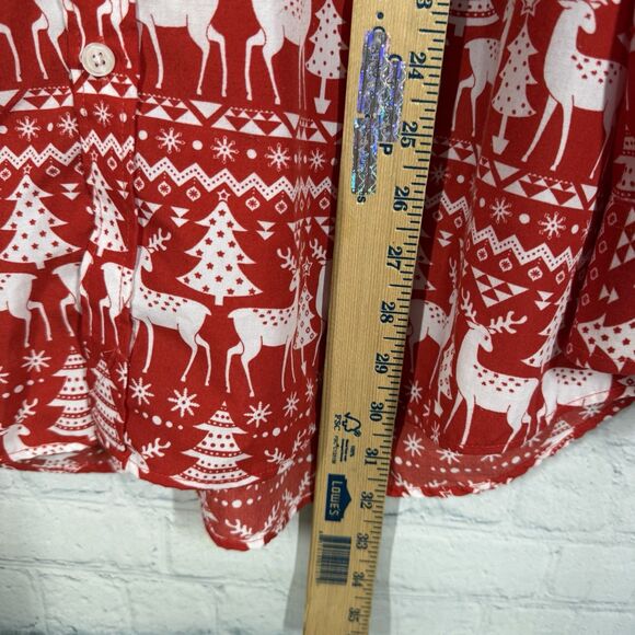 Simon Banks Christmas Shirt Mens XL 17.5 Button Up Long Sleeve Reindeer Red - Picture 8 of 8